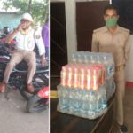 कोरोनाकाल में डयूटी दे रही पुलिस को बांटे पेय पदार्थ