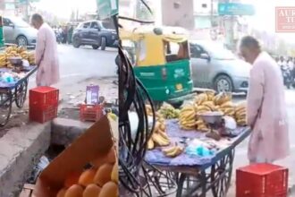 फलों के ठेले के पास पेशाब करते विक्रेता का वीडियो वायरल